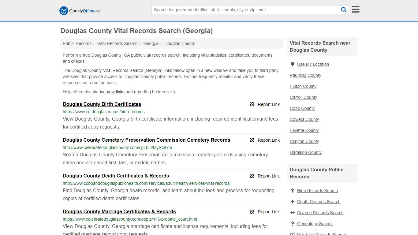 Douglas County Vital Records Search (Georgia) - County Office